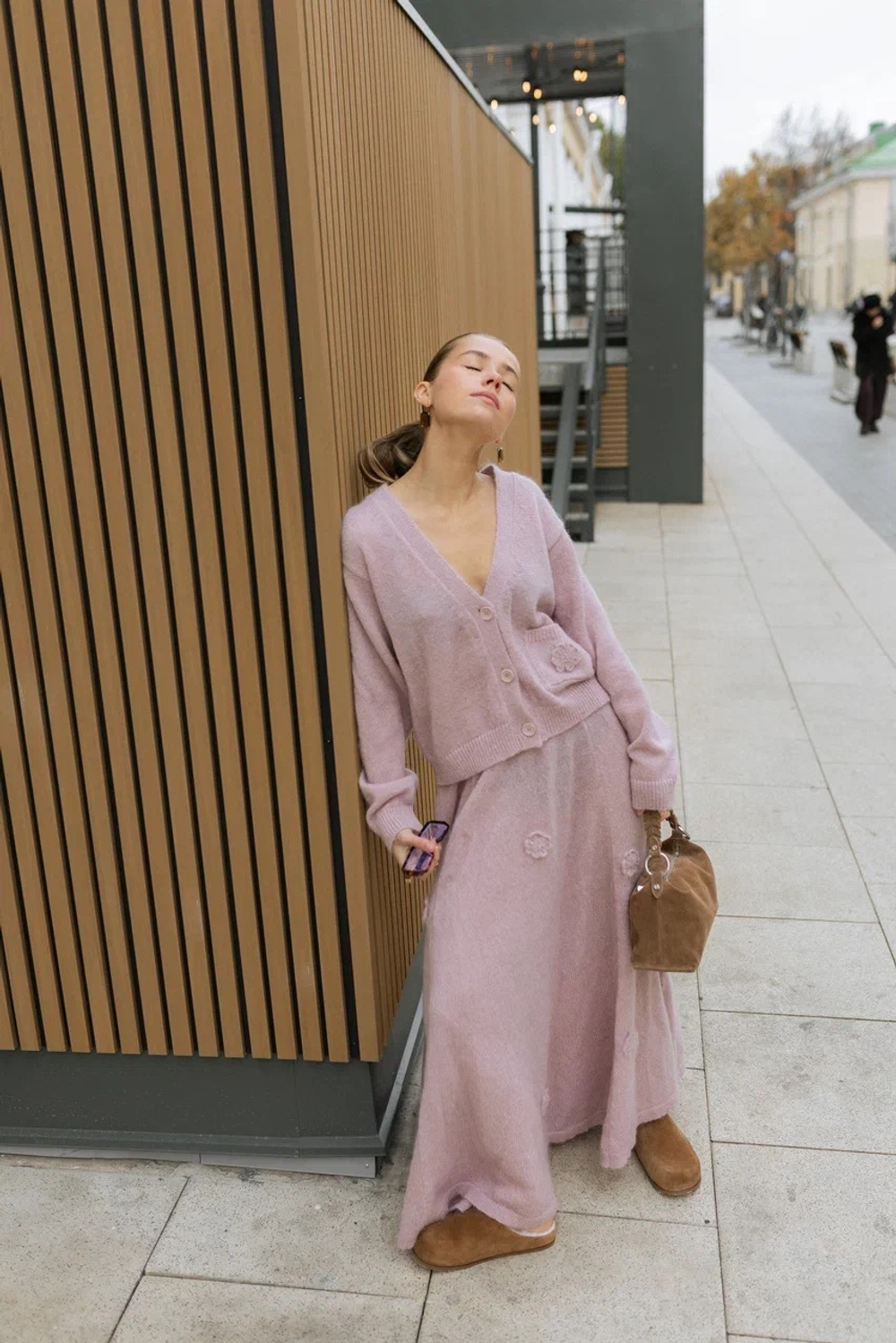 Лиловая юбка из мохера