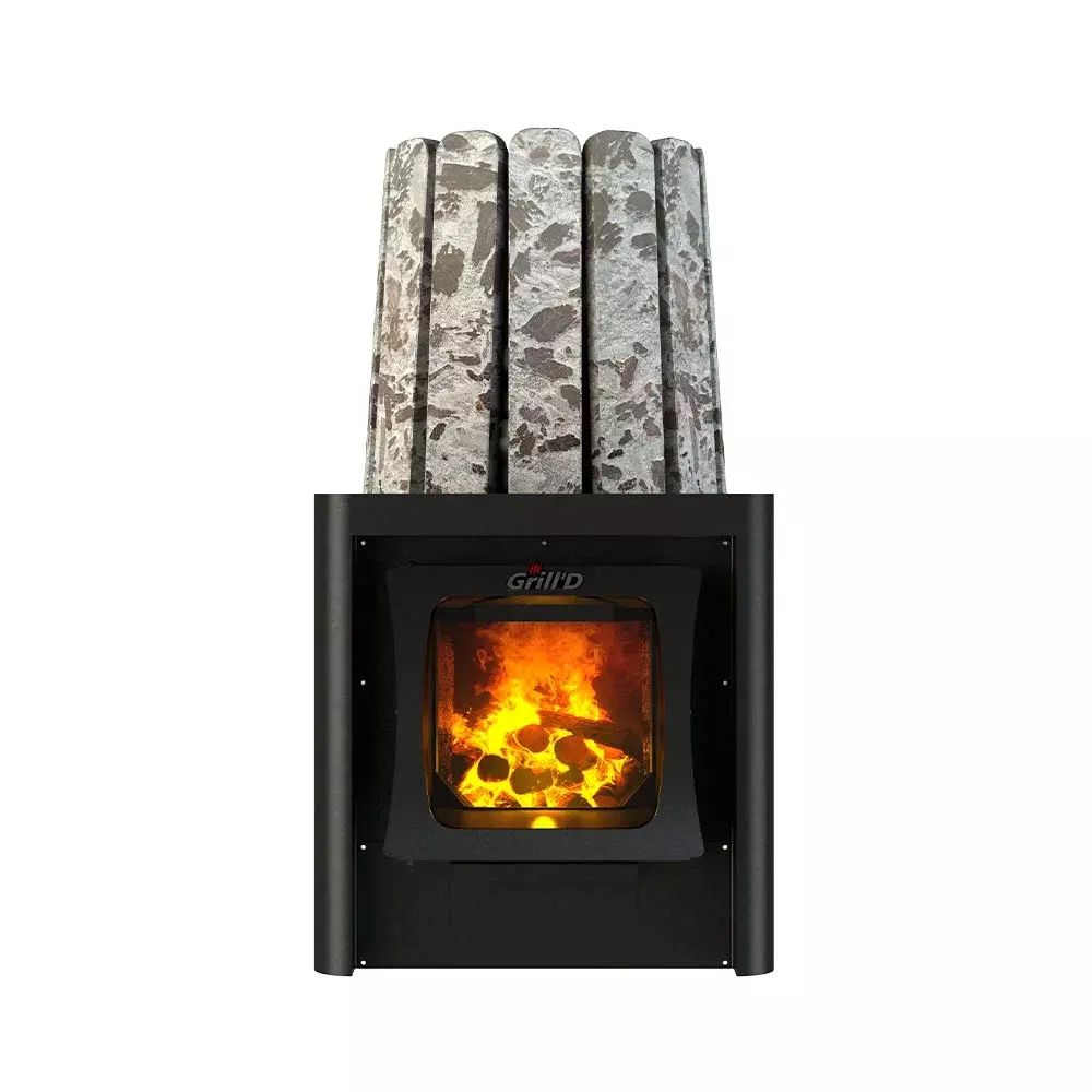 Дровяная банная печь Grill'D Cometa Vega 180 Long Window Max Stone (Серпентинит)