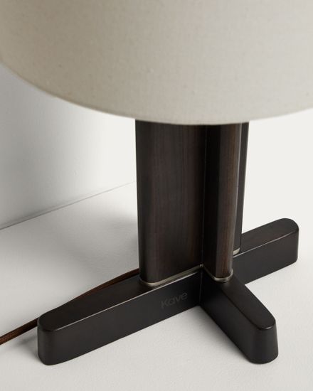 Настольная лампа Niani из каучукового дерева с темной отделкой Ø30 см