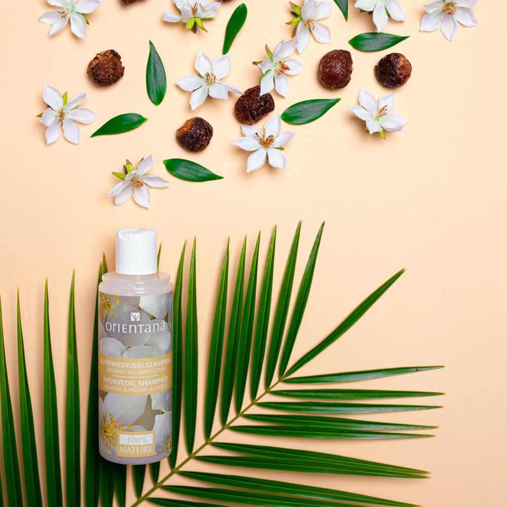 Orientana Ayurvedic Hair Shampoo Jasmine & Indian Almond - шампунь против истончения и выпадения волос /   210  ml  / GTIN 5902596416720