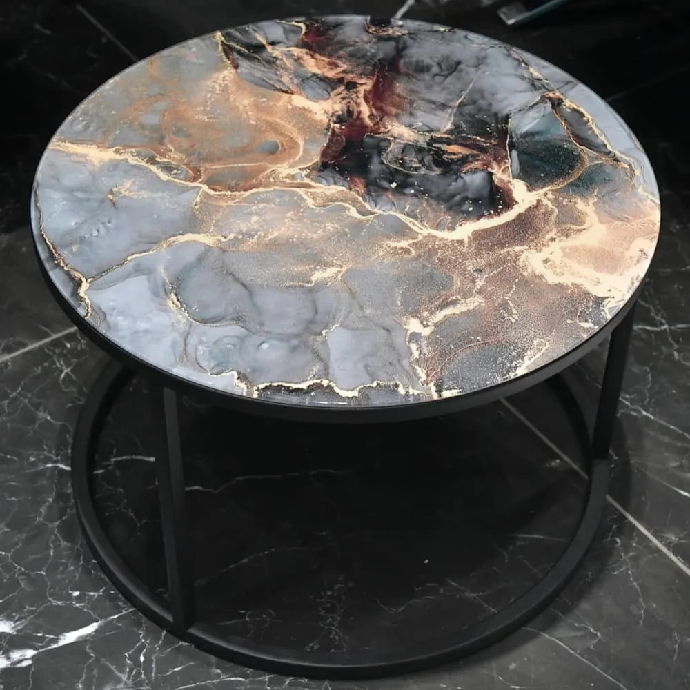 Набор кофейных столиков Bradex Home ов Tango космический с чёрными ножками, 2шт