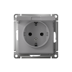 Розетка 1-м СП AtlasDesign 16А IP20 с заземл. защ. шторки с крышкой механизм алюм. SE ATN000346