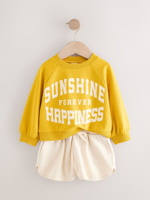 Толстовка и шорты в комплекте для девочки Next E55-503, Желтый, Молочный
