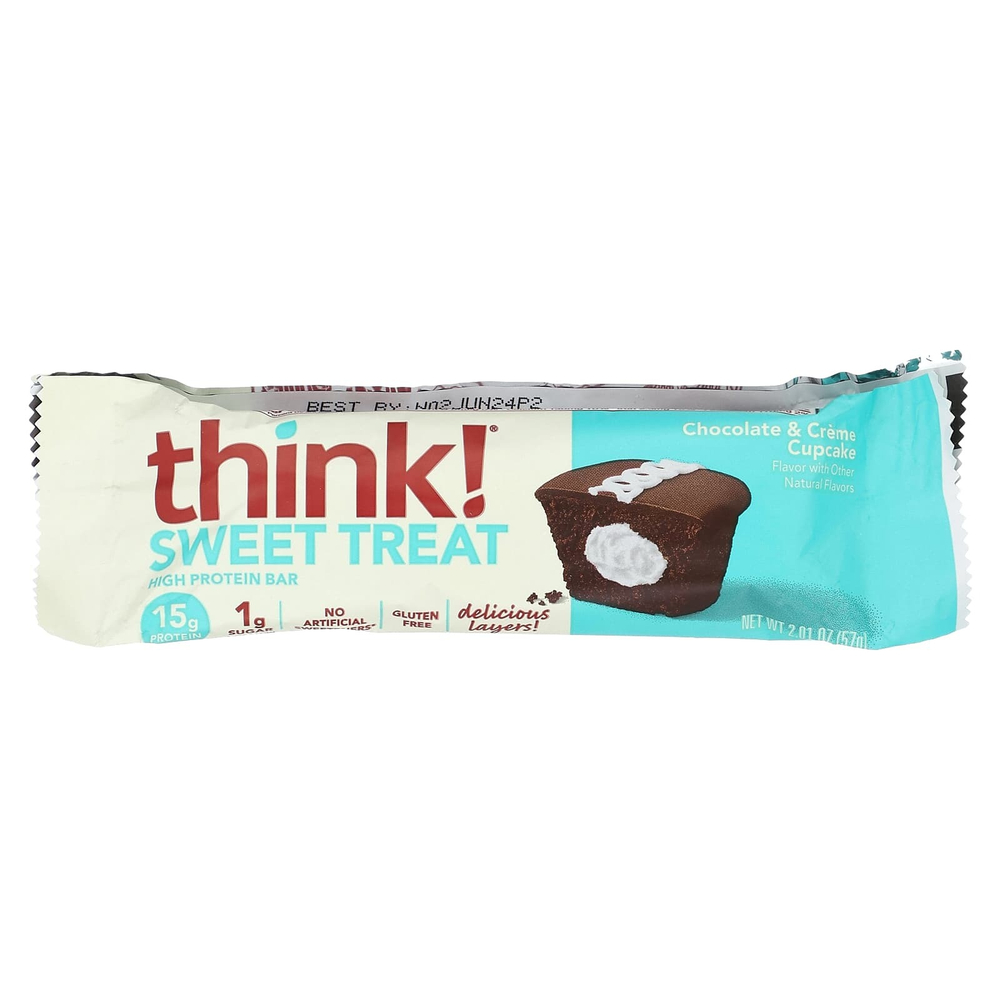 Think !, Sweet Treat, высокопротеиновый батончик, шоколад и кекс с кремом, 10 батончиков по 57 г (2,01 унции)