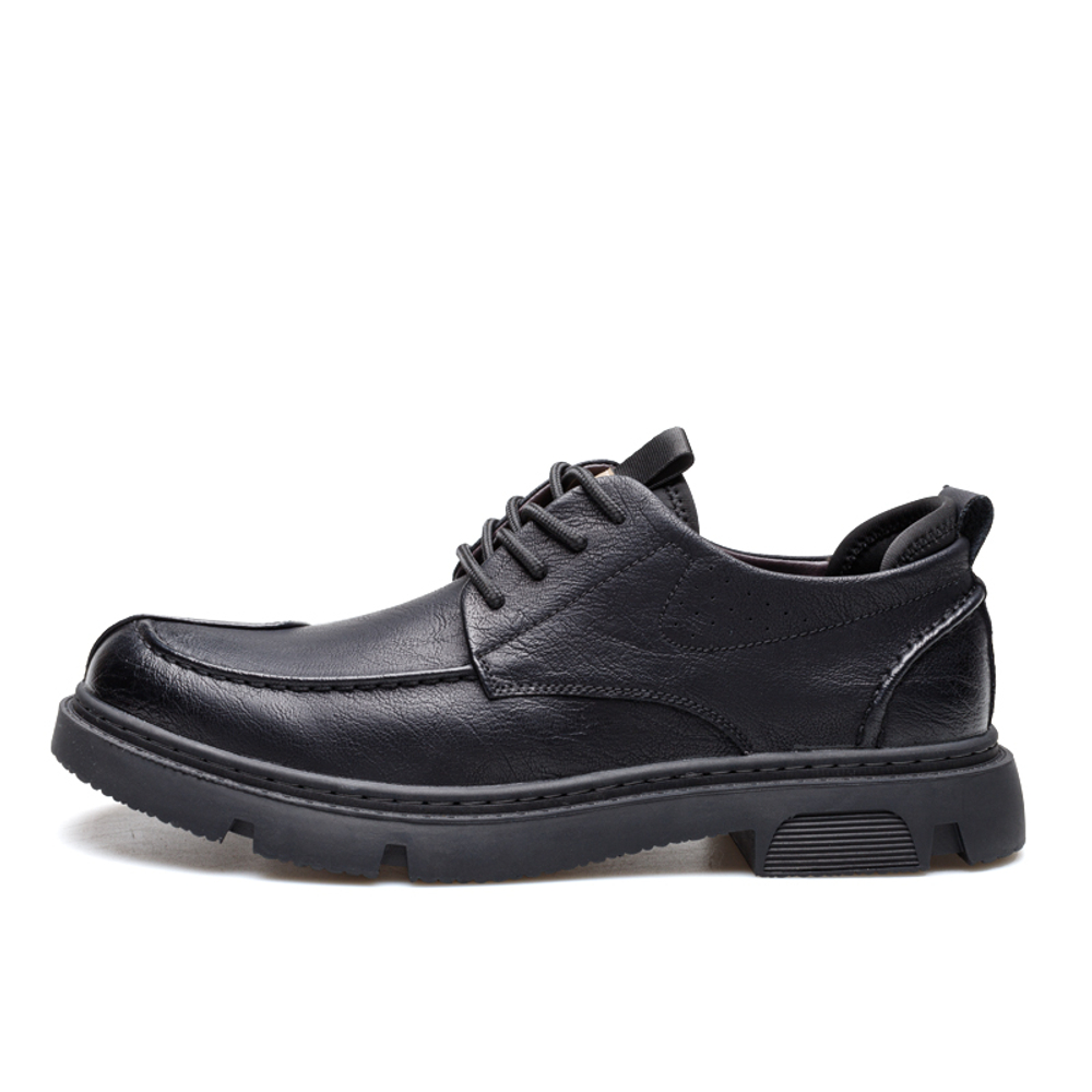 EGCHI Casual Leather Shoes Men"s Mid top Black