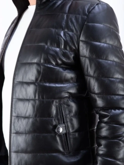 Куртка мужская из натуральной кожи стеганая,  утепленная