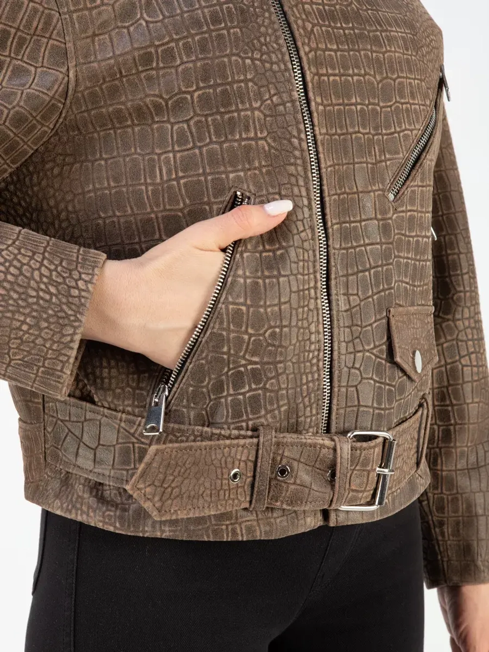 Куртка кожаная натуральная косуха оверсайз