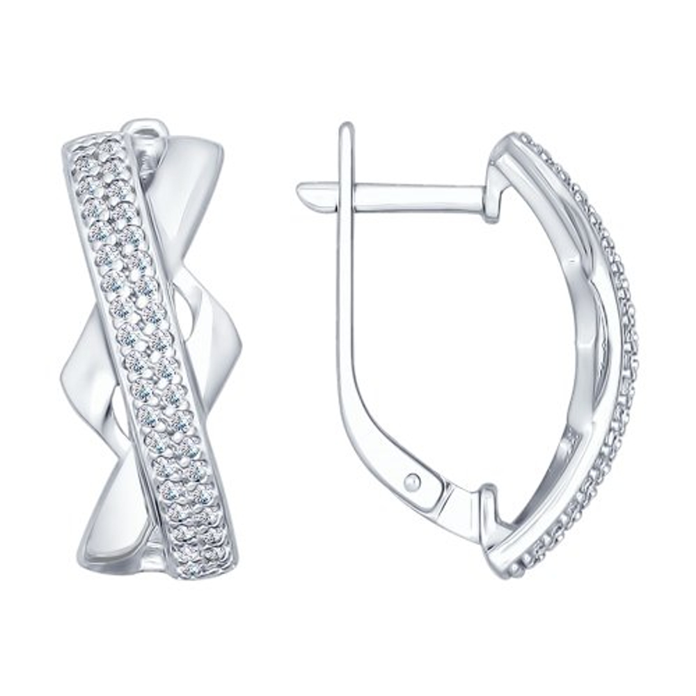 Серьги из серебра с фианитами