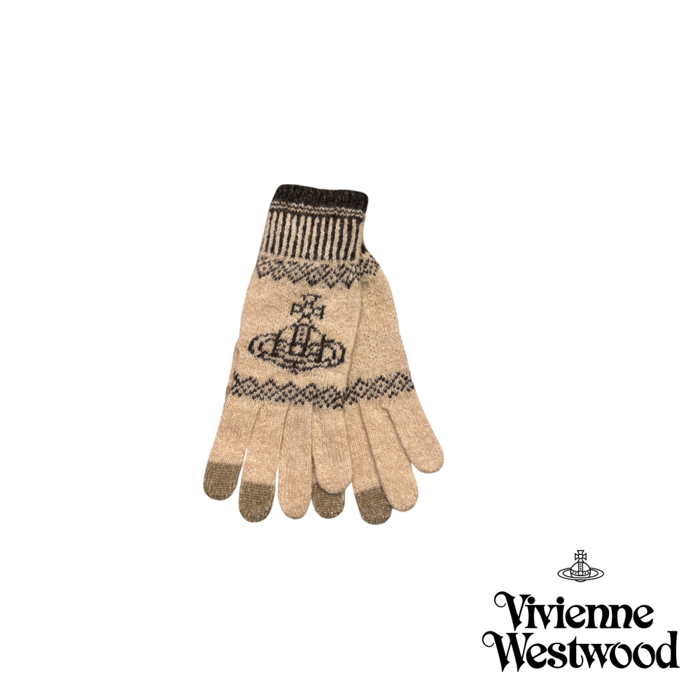 VIVIENNE WESTWOOD ПЕРЧАТКИ ТРИКОТАЖНЫЕ БЕЖЕВЫЕ МУЖСКИЕ