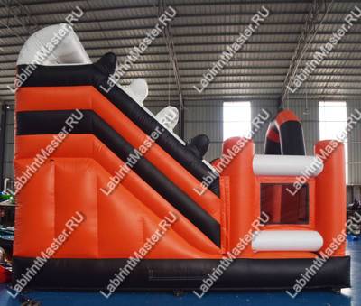 Коммерческий батут "Белый клык" с механизированной головой, 6*5*4 м черно-оранжевый