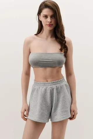 Топ-бандо из вискозы цвета серый меланж