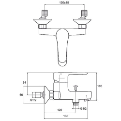 Смеситель для ванной Jacob Delafon July E16033-4-CP