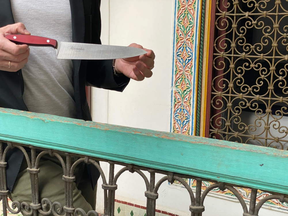 Кухонный нож Alexander L PRO AUS-8 Red G10