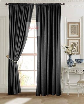 Длинные шторы. Луи (чёрный). Шторы из стриженного бархата