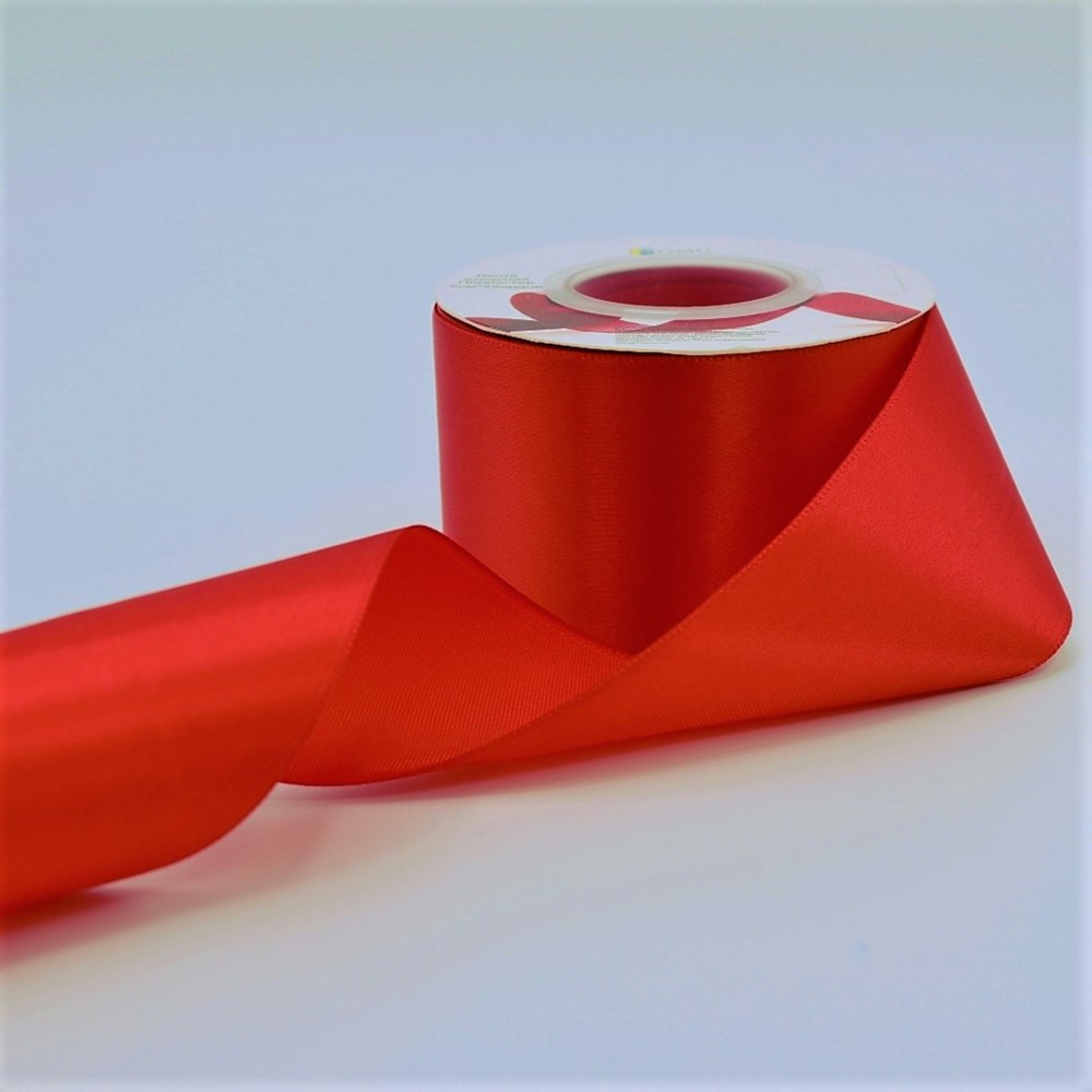 Лента Атласная 5см х 28м Полиэстер класс А (Красный)