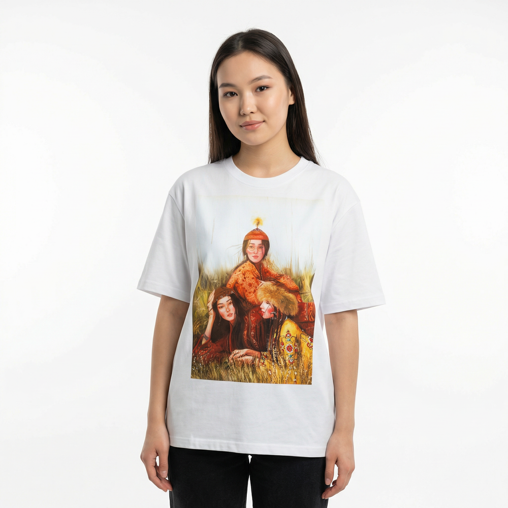 Футболка Qazaq Soul Арулар с шелковой вышивкой