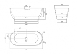 Ванна из искусственного камня ABBER Frankfurt AM9941MLG светло-серая матовая  170x75 см