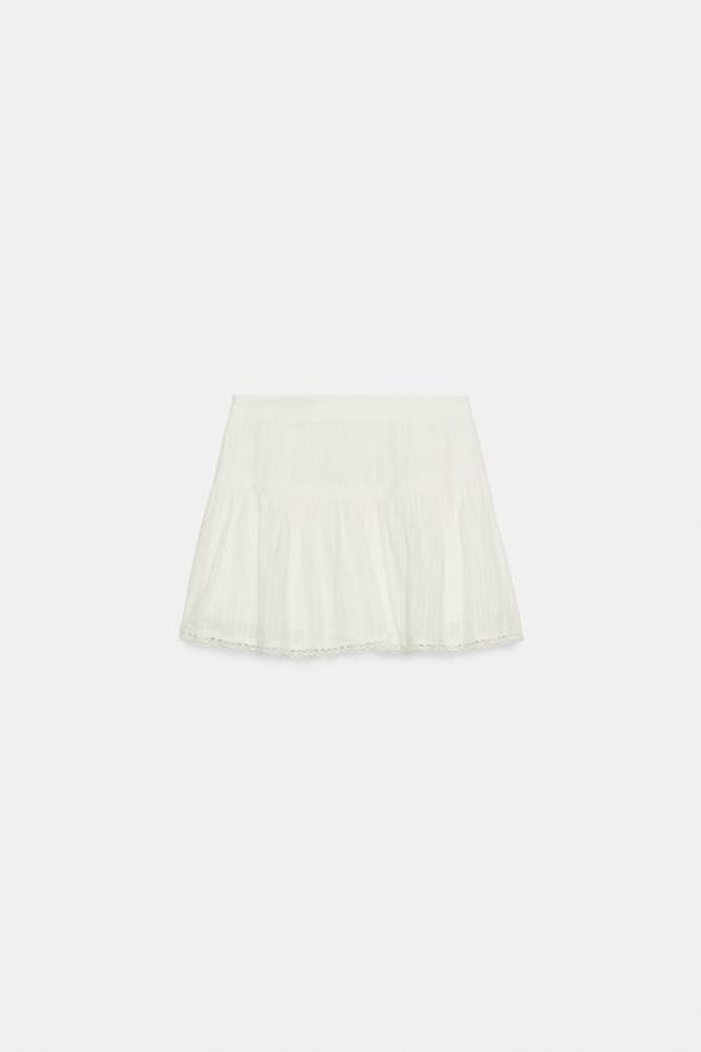 ZARA ЮБКА-ШОРТЫ С КРУЖЕВНЫМИ ВСТАВКАМИ, ЭКРЮ
