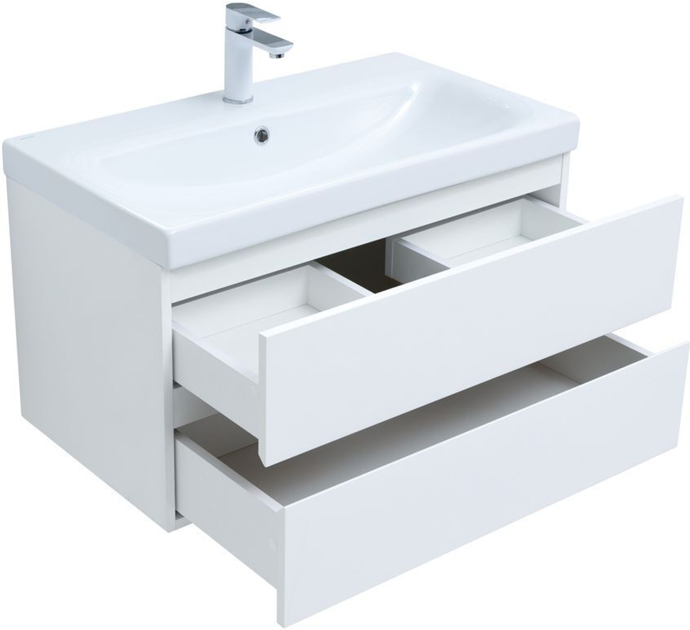 Мебель для ванной Aquanet Беркли 80 белый глянец (2 ящика)