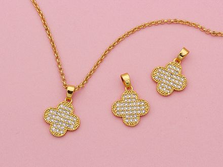 Подвеска "Клевер" 16,5мм, со стразами