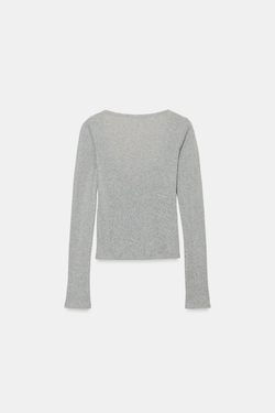 ZARA КАРДИГАН С КОНТРАСТНЫМ КРУЖЕВНЫМ ТОПОМ, СЕРЫЙ МЕЛАНЖ