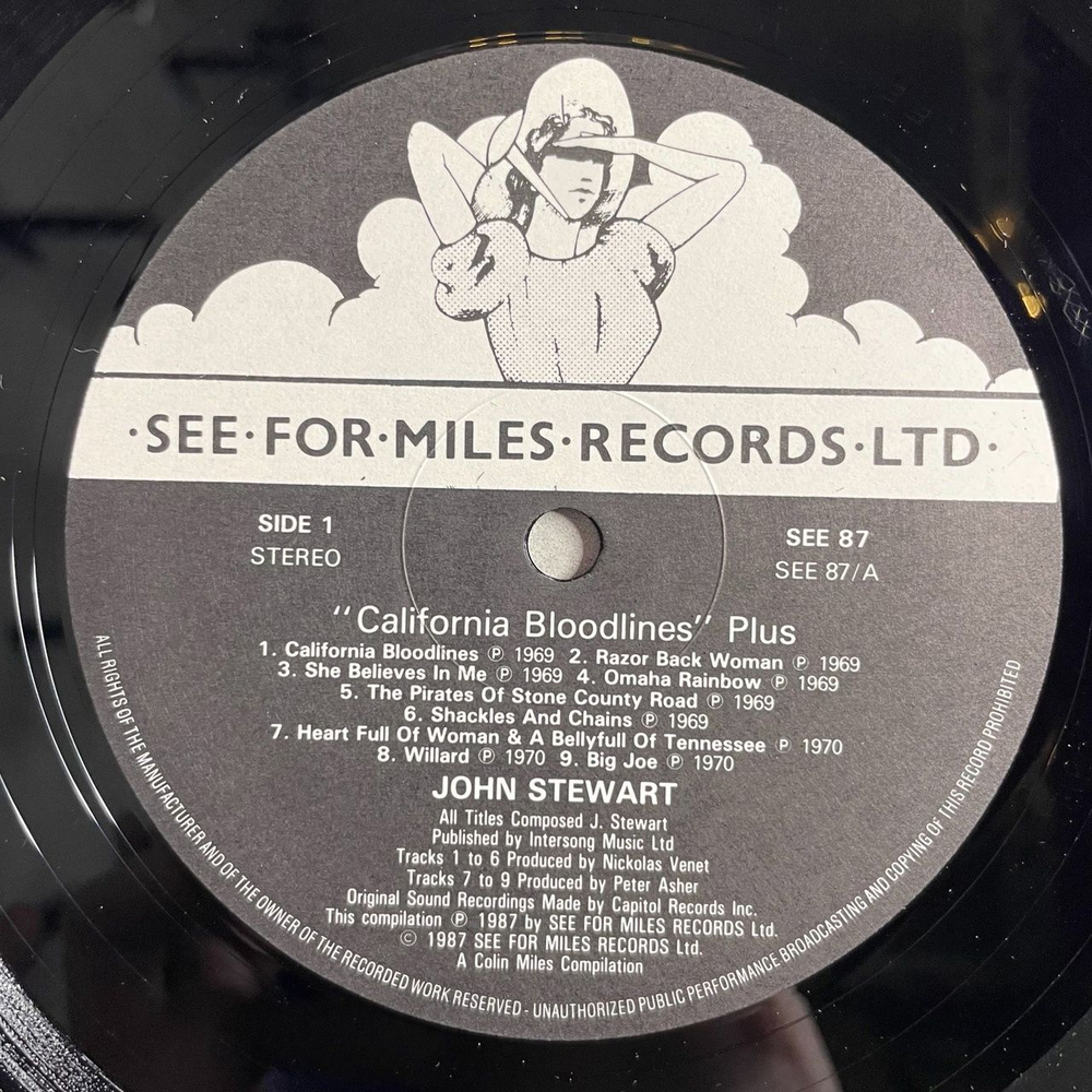 Винтажная виниловая пластинка LP John Stewart California Bloodlines Plus (UK 1987)