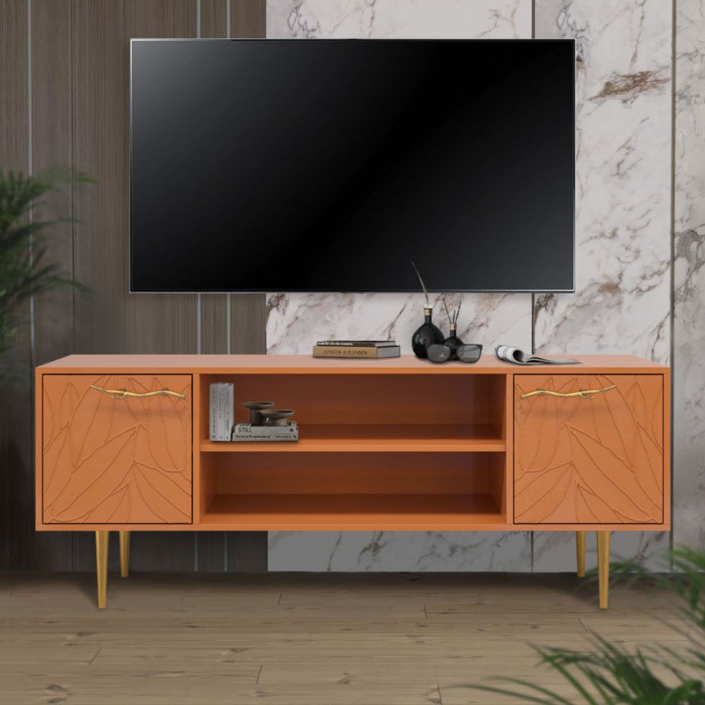 Тумба под ТВ Арт Колор leaves 155см Стайл Голд Томленый оранжевый