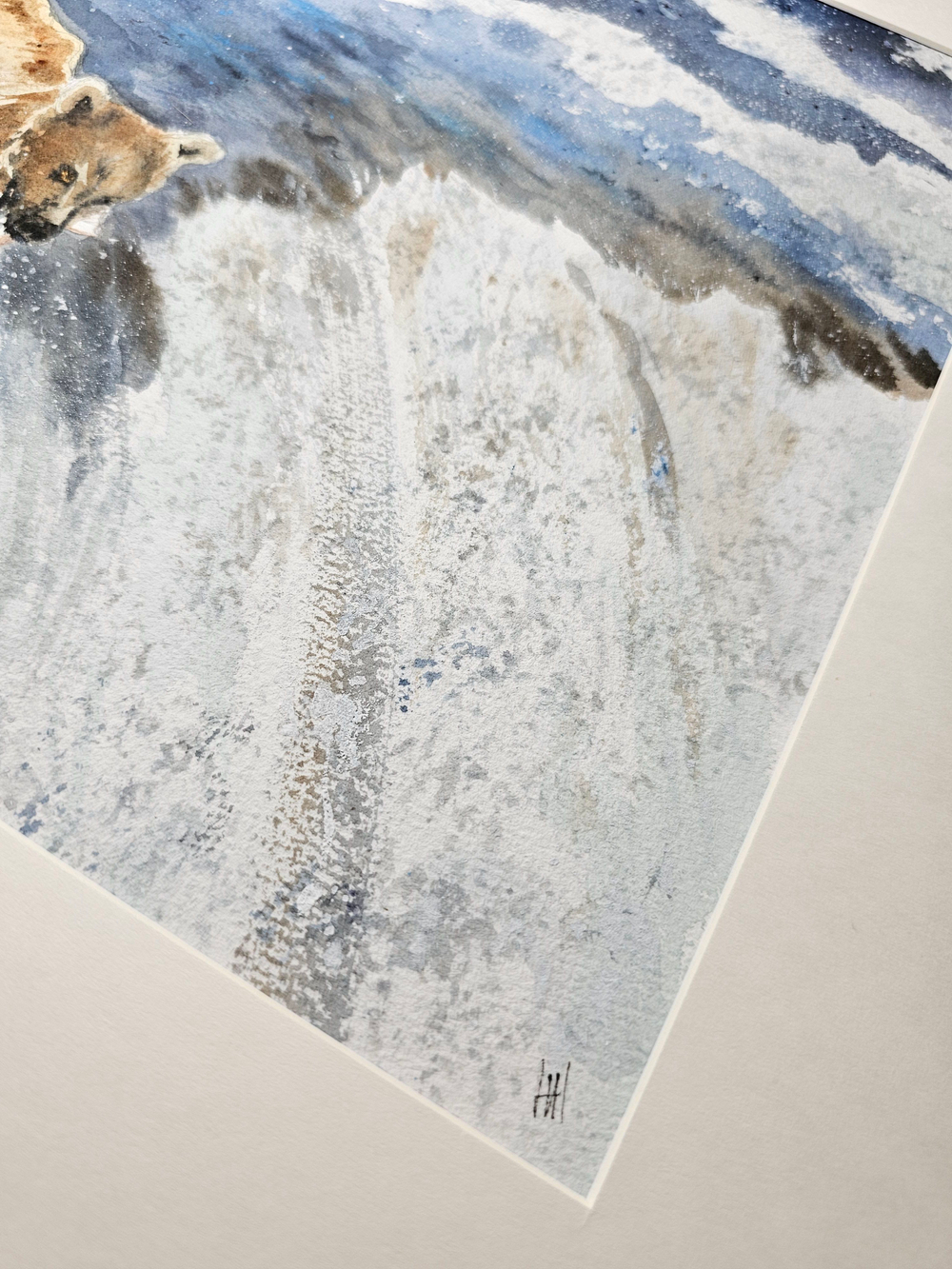 Картина авторская акварельная в паспарту 40х50 см на стену для интерьера "Рыбак"