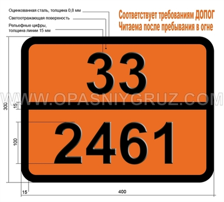 Табличка Опасный груз 33-2461 МЕТИЛПЕНТАДИЕН