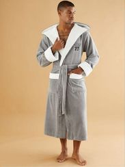 Махровый мужской халат 7245 серый Nusa Турция