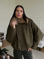 Парка замшевая зеленый