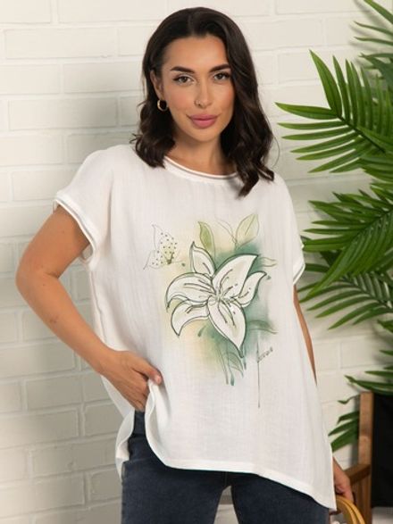 Блуза Изящный цветок (белая) Б16043-18М LT Collection