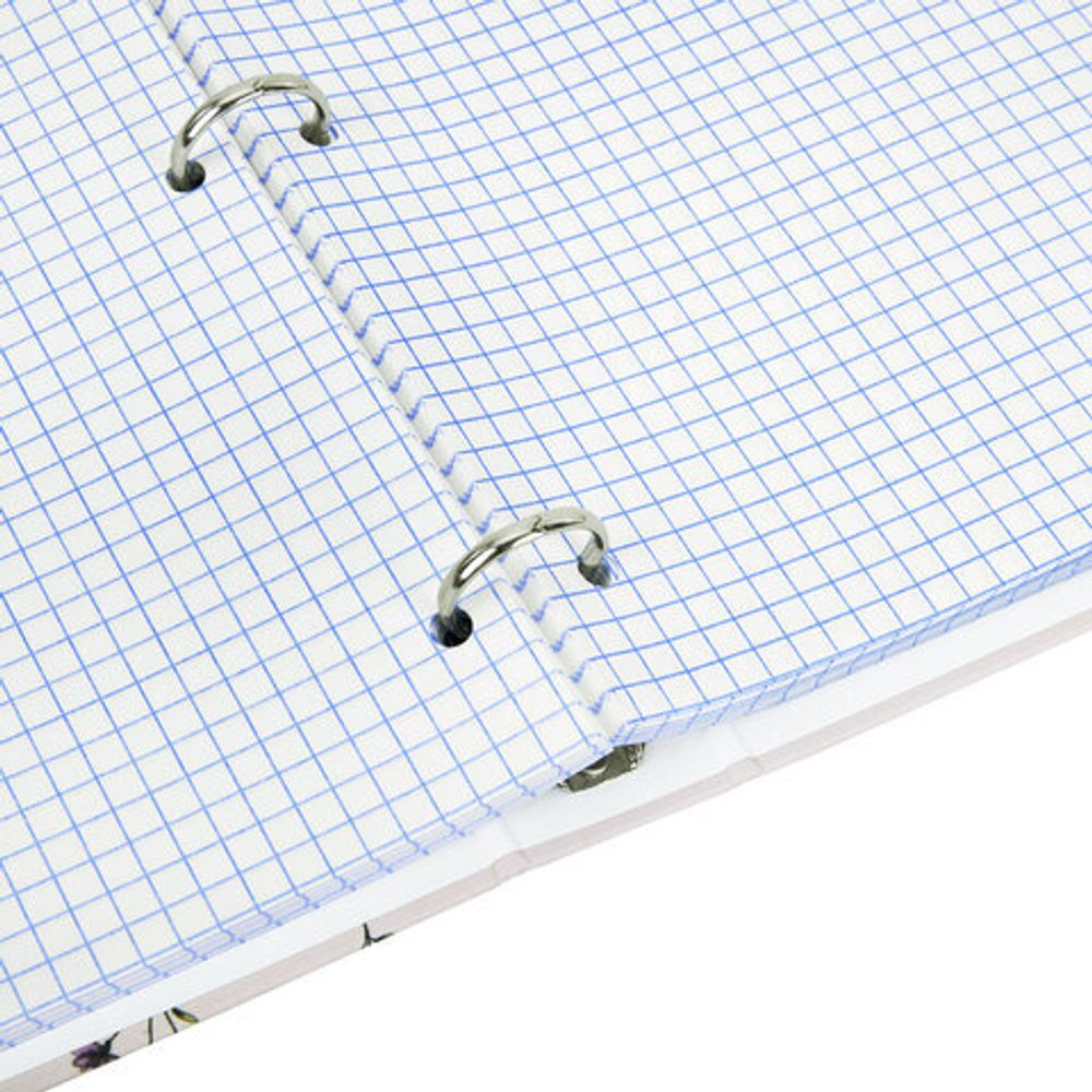 Тетрадь на кольцах БОЛЬШАЯ А4, 215х305 мм, 100 л., твердый картон, клетка, BRAUBERG, "Цветы", 405412