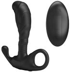 Черный изогнутый массажёр простаты с вибрацией и пультом ДУ