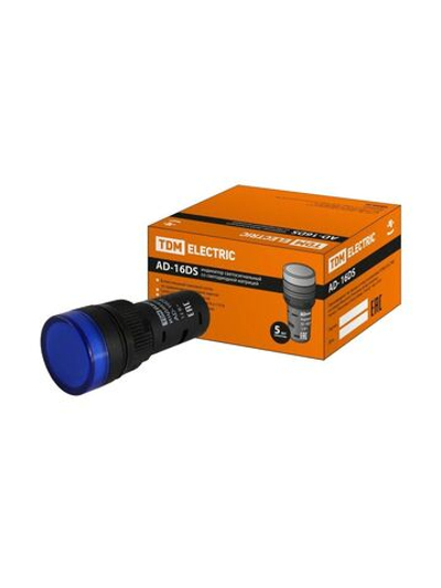 Лампа AD-16DS(LED)матрица d16мм синий 12В AC/DC TDM