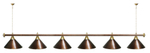 Лампа STARTBILLIARDS 6 пл. (плафоны зеленые,штанга зеленая,фурнитура золото)