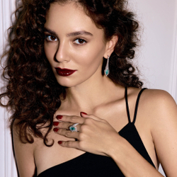 Серьги с Турмалином Параиба и Бриллиантами, E0116-1/1