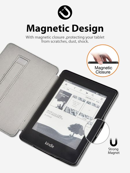 Магнитный кожаный чехол для Amazon Kindle Paperwhite 2018 (4th gen) Голубой