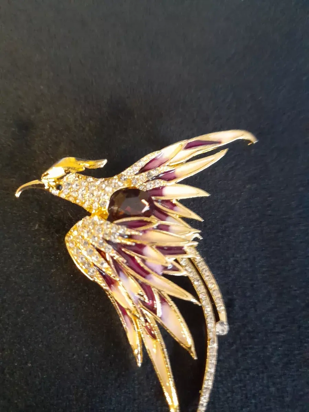 Брошь "Птица Феникс цвет коричневый"