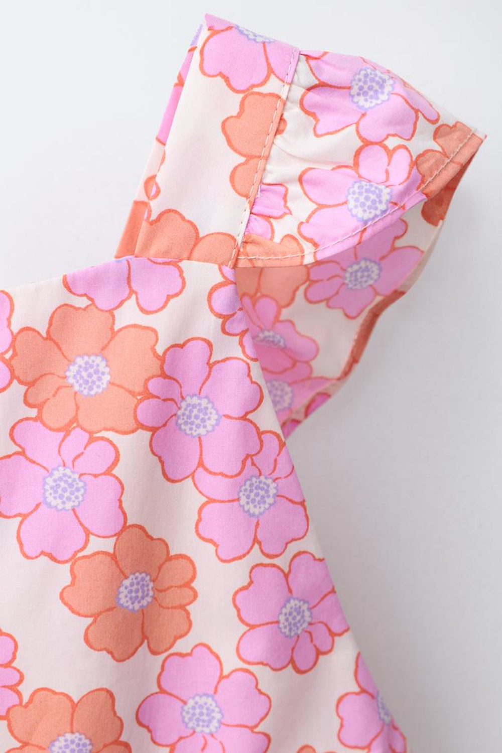 ZARA ДЛИННЫЙ КОМБИНЕЗОН С ЦВЕТОЧНЫМ ПРИНТОМ, ОРАНЖЕВЫЙ