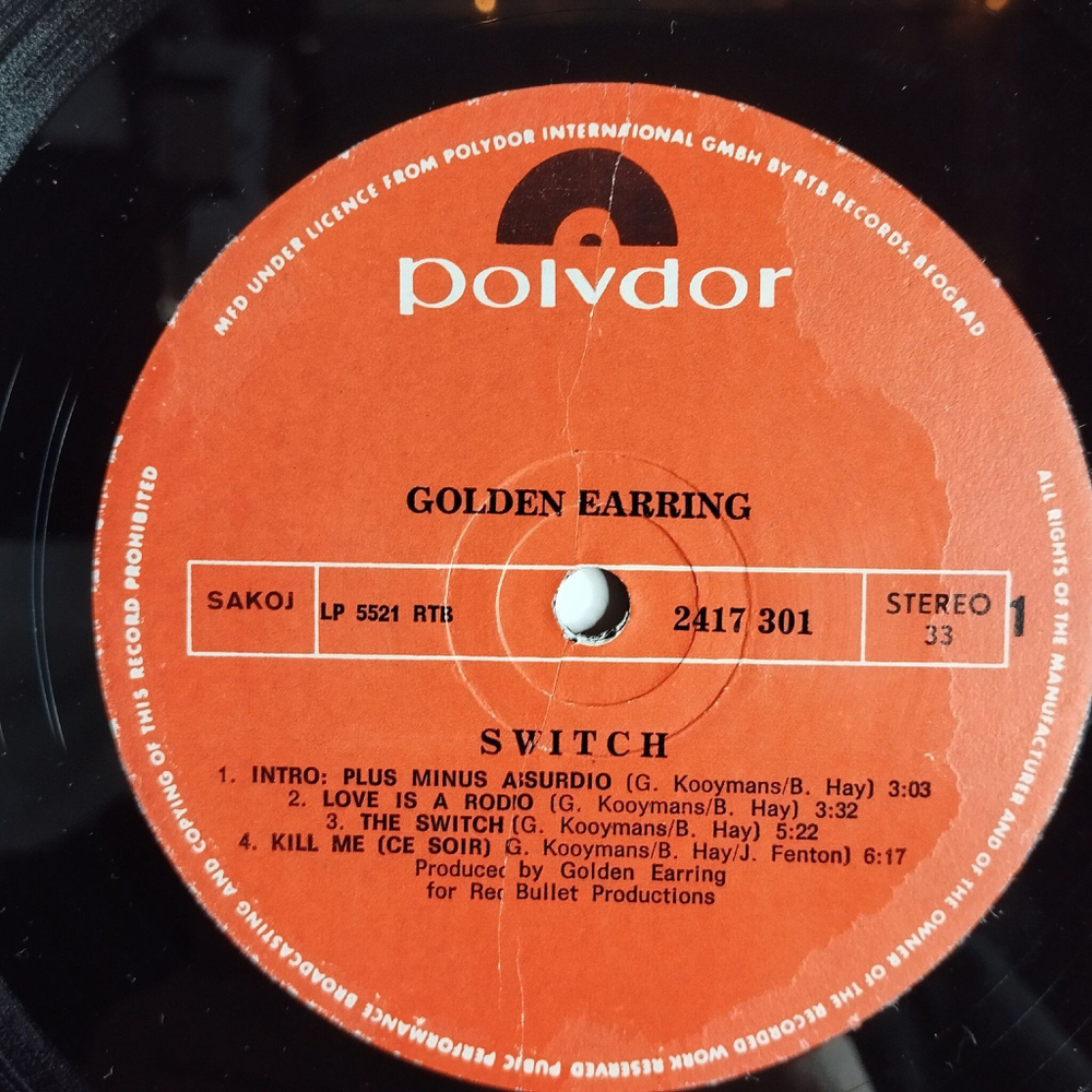 Винтажная виниловая пластинка LP Golden Earring Switch (Югославия 1975)