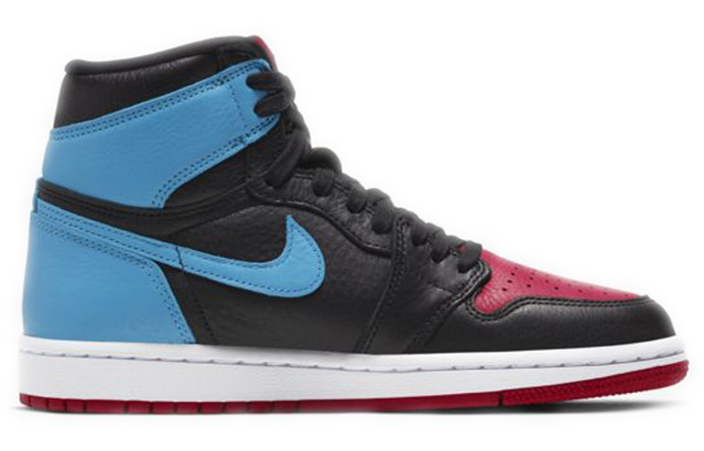 Jordan Air Jordan 1 retro high og unc to chicago Inversion Police Lights Wear-Resistant High Gang Retro Basketball Shoes Women's Black and Blue Red