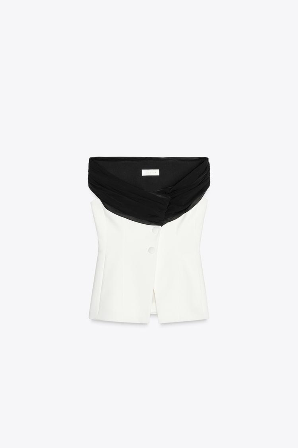 ZARA ТОП-БЮСТЬЕ С КОНТРАСТНОЙ ДЕТАЛЬЮ, ЭКРЮ