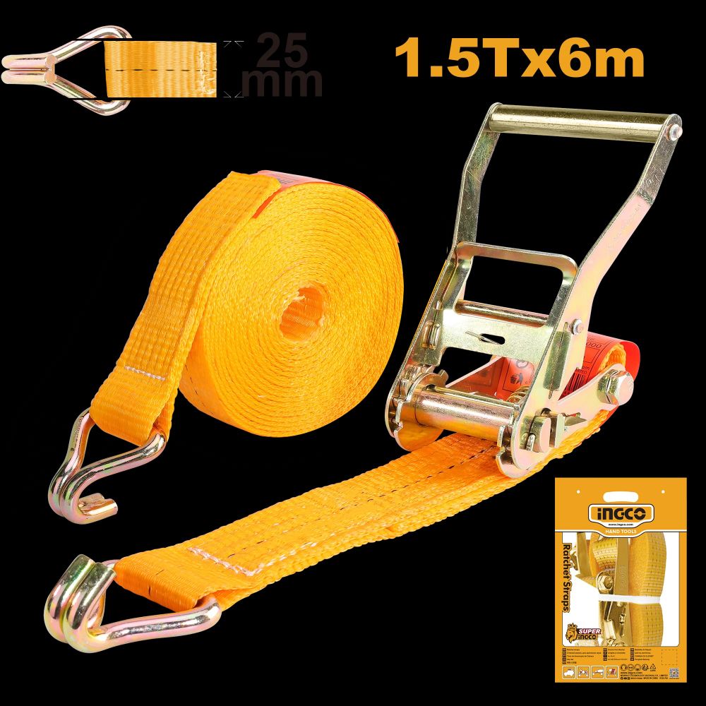 Стяжной ремень с храповиком INGCO HRSP262 1,5 т/6 м