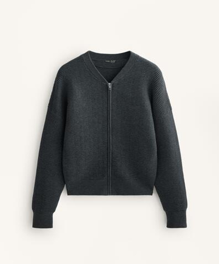 Oysho Куртка из рельефной ткани на молнии, темно-серый