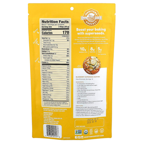 Manitoba Harvest, Смесь органической конопли, семян чиа и льна, 198 г (7 унций)