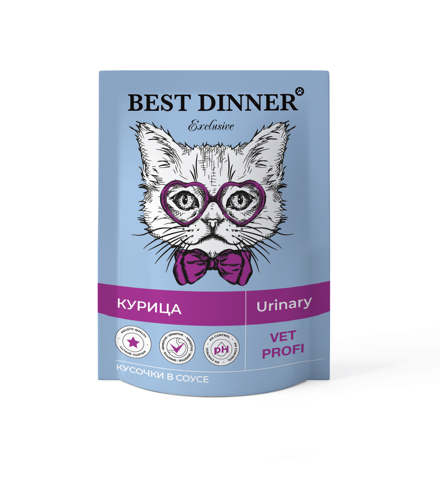 Паучи Best Dinner Exclusive Vet Profi Urinary для взрослых кошек для профилактики МКБ Курица 24*85 г