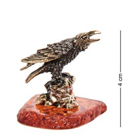 Народные промыслы AM-3239 Фигурка «Ворон на камне» (латунь, янтарь)