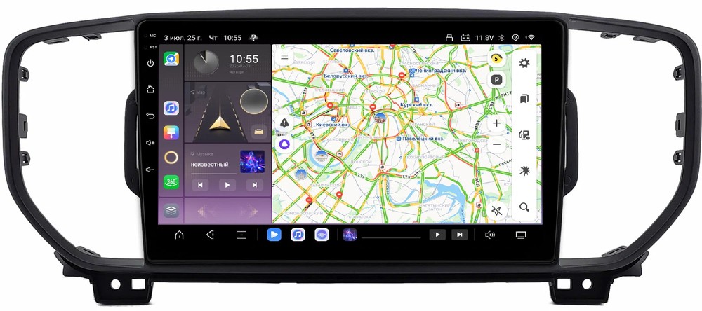 Магнитола для KIA Sportage 2018-2021 (рамка черная) - Carmedia OL-9780-2 QLed, Android 13, TS20, CarPlay, SIM-слот