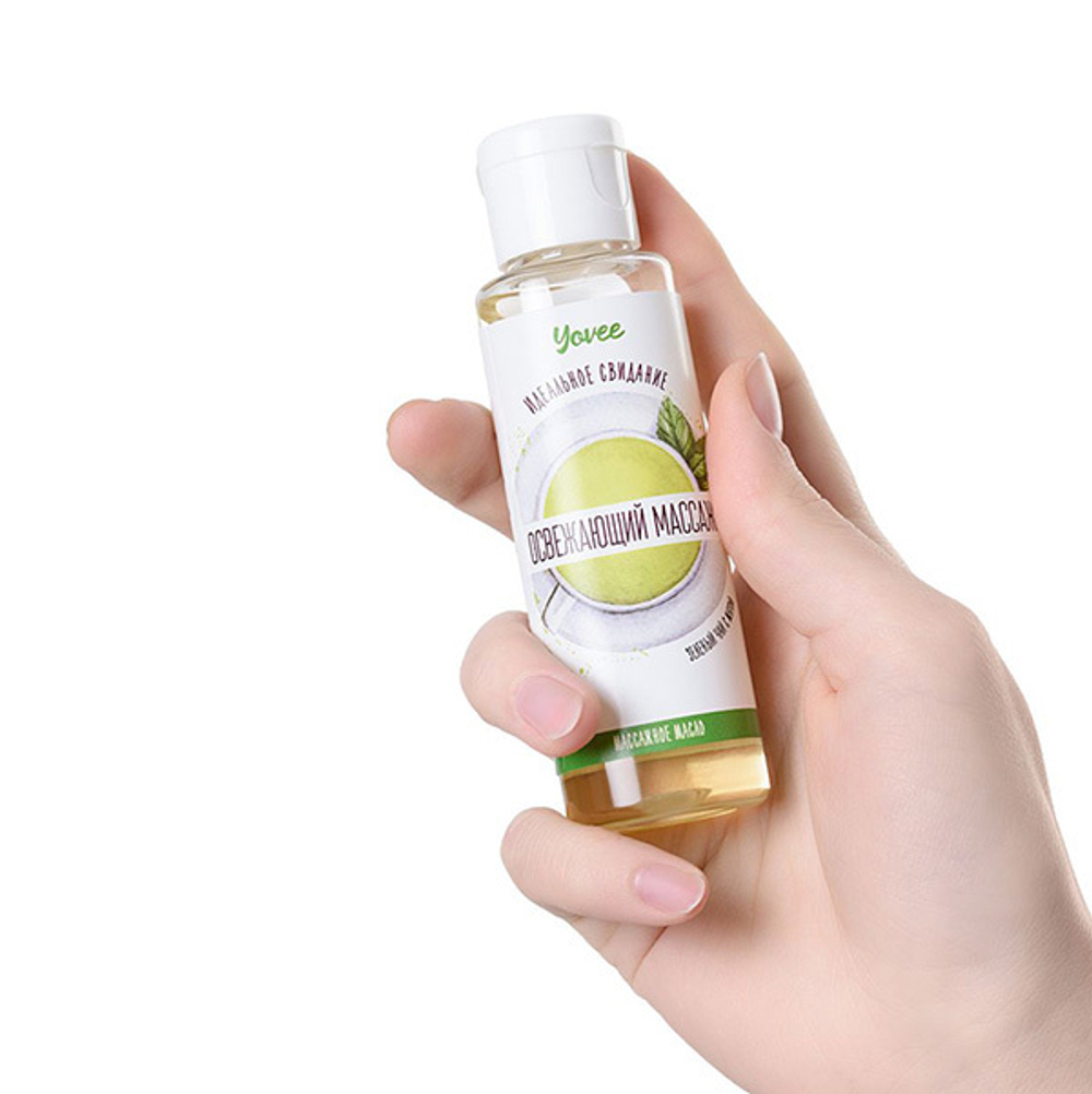 Масло для массажа с ароматом зеленого чая и мяты ToyFa Yovee Освежающий массаж 50мл
